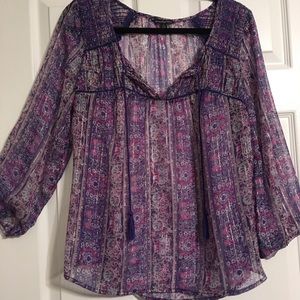 sheer AE boho peasant blouse